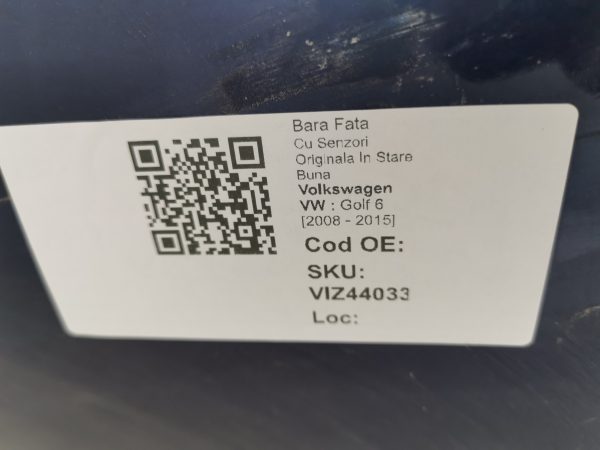 Bara Fata Volkswagen VW  Golf 6 [2008 - 2015] Cu Senzori Originala In Stare Buna Hatchback - imagine 8