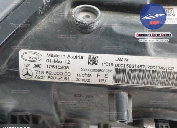 Far dreapta cu ILS Bi-Xenon adaptive original in stare buna Mercedes-Benz  SL-Class  R231 [2012 - 2015] - imagine 6