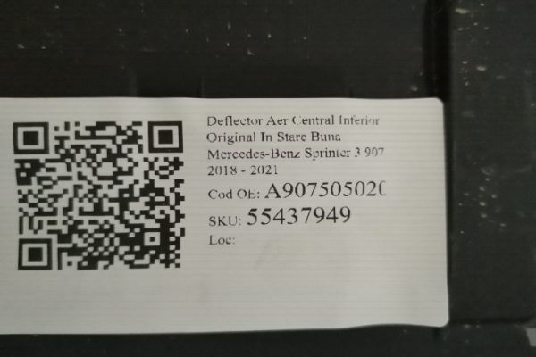 Deflector Aer Central Inferior Original In Stare Buna Mercedes-Benz  Sprinter  3 907 [2018 - 2021] - imagine 7