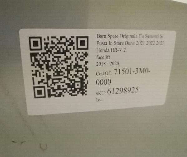 Bara Spate Originala Cu Senzori Si Fusta In Stare Buna 2021 2022 2023 Honda  HR-V  2 [facelift] [2018 - 2020] - imagine 8