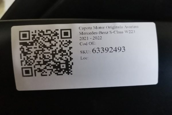 Capota Motor Originala Avariata Mercedes-Benz  S-Class  W223 [2021 - 2024] - imagine 7