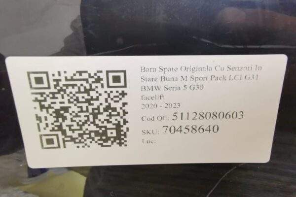Bara Spate Originala Cu Senzori In Stare Buna M Sport Pack LCI G31 BMW  Seria 5  G30 [facelift] [2020 - 2023] - imagine 7