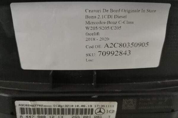 Ceasuri De Bord Originale In Stare Buna 2.1CDI Diesel Mercedes-Benz  C-Class  W205/S205/C205 [facelift] [2018 - 2020] - imagine 7