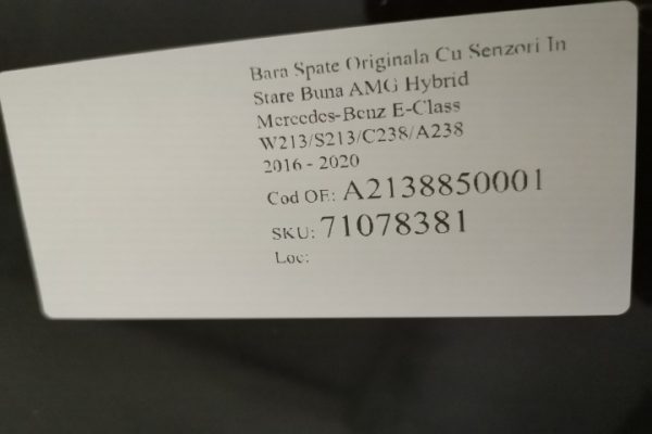 Bara Spate Originala Cu Senzori In Stare Buna AMG Hybrid Mercedes-Benz  E-Class  W213/S213/C238/A238 [2016 - 2020] - imagine 7