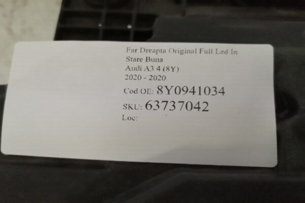 Far Dreapta Original Full Led In Stare Buna Audi A3 4 (8Y) 2020 8Y0941034 - imagine 8