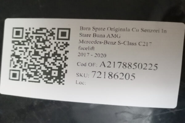Bara Spate Originala Cu Senzori In Stare Buna 63 AMG Mercedes-Benz S-Class C217 (facelift) 2017 2018 2019 2020 Coupe 2-usi A2178850225 - imagine 7