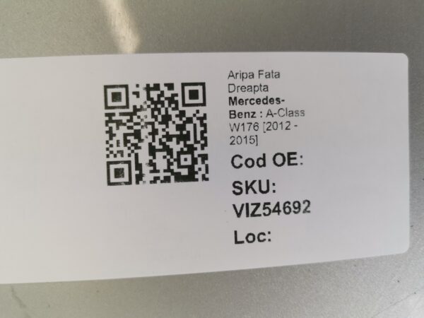 Aripa Fata Dreapta Mercedes-Benz  A-Class W176 [2012 - 2015] Originala In Stare Buna - imagine 8