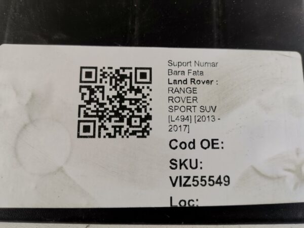 Suport Numar Bara Fata Land Rover  RANGE ROVER SPORT SUV [L494] [2013 - 2017] Original In Stare Buna - imagine 8