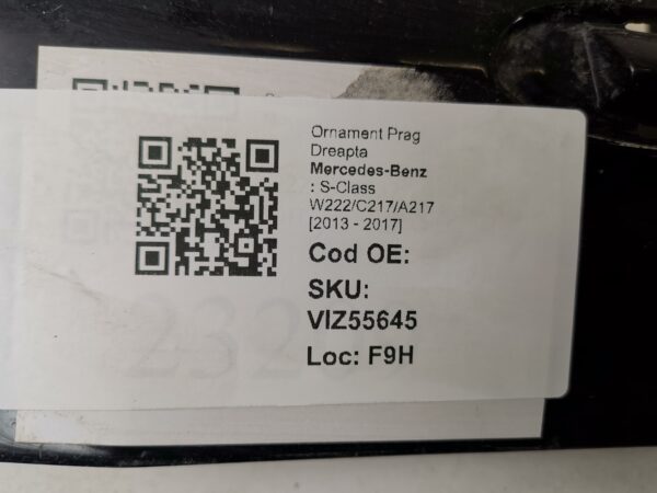 Ornament Prag Dreapta Mercedes-Benz  S-Class W222/C217/A217 [2013 - 2017] Original In Stare Buna - imagine 8