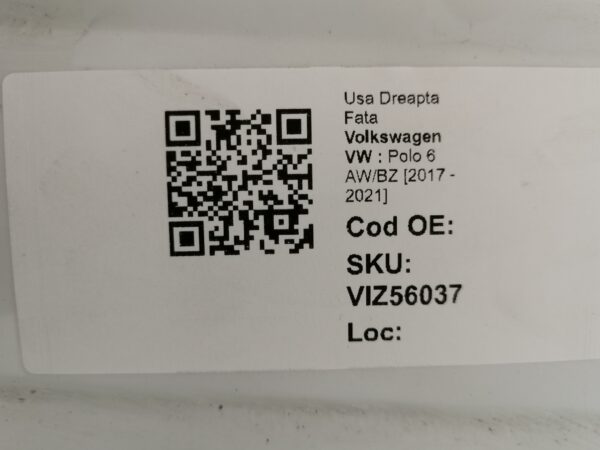 Usa Dreapta Fata Volkswagen VW  Polo 6 AW/BZ [2017 - 2021] Originala - imagine 8