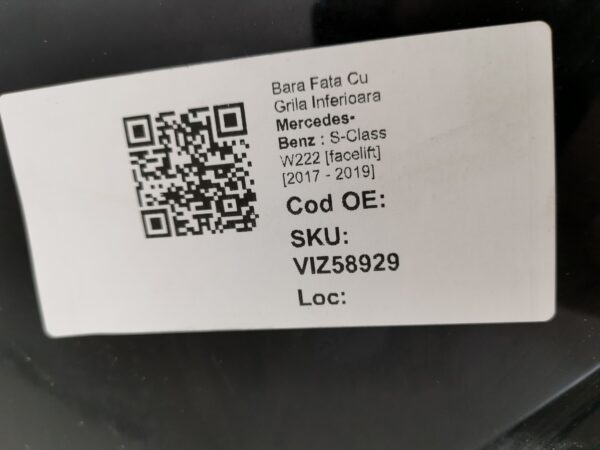 Bara Fata Cu Grila Inferioara AMG Mercedes-Benz  S-Class W222 [facelift] [2017 - 2019] Originala In Stare Buna - imagine 8