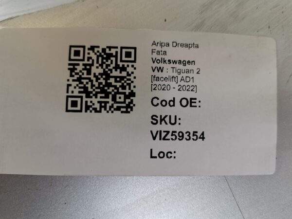 Aripa Dreapta Fata Volkswagen VW  Tiguan 2 [facelift] AD1 [2020 - 2022] Originala - imagine 8