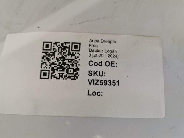 Aripa Dreapta Fata Dacia  Logan 3 [2020 - 2024] Originala - imagine 8