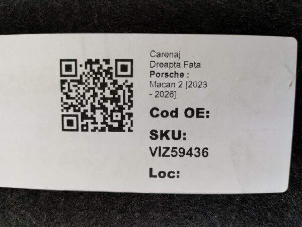 Carenaj Dreapta Fata Porsche  Macan 2 [2023 - 2026] Original In Stare Buna - imagine 8