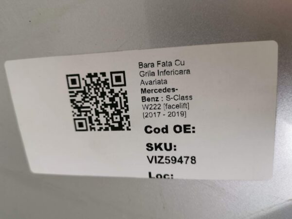 Bara Fata Cu Grila Inferioara Avariata Mercedes-Benz  S-Class W222 [facelift] [2017 - 2019] Originala In Stare Buna - imagine 8