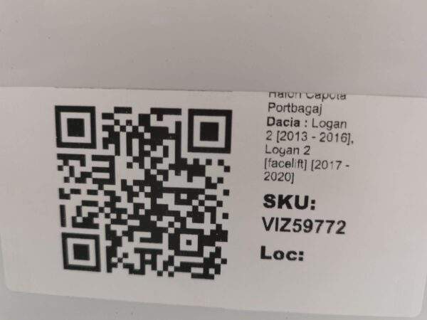 Haion Capota Portbagaj Dacia  Logan 2 [2013 - 2016], Logan 2 [facelift] [2017 - 2020] Original - imagine 8